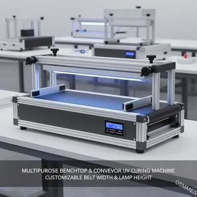 MULTIPROPOSITIVO BENCHTOP & CONVEYER UV CURING MACHINE -CUSTOMIZABLE BALD AMPIAZZA E ALTitudine della lampada
