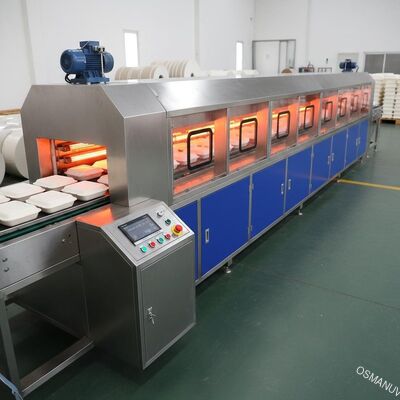 Macchina di essiccazione a infrarossi per stampaggio di polpa di bagassa, sistema di essiccazione rapida da 12 metri per la produzione di contenitori alimentari