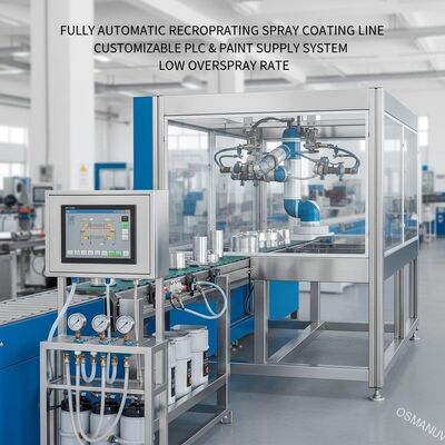 Linea di rivestimento a spruzzo completamente automatica. Sistema di rifornimento PLC e vernice personalizzabile. Basso tasso di spruzzo.