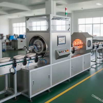 Linea di rivestimento automatico a rotazione ad alta precisione per rivestimento interno uniforme di prodotti stampati in polpa