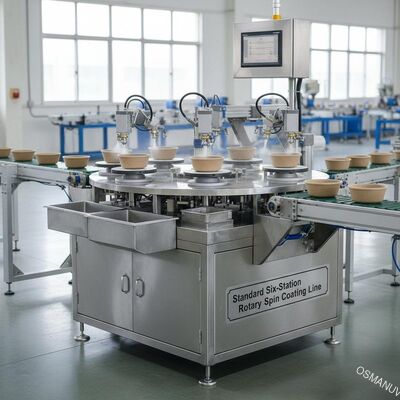 Linea di rivestimento a rotazione a sei stazioni standard per il rivestimento a barriera interna di polpa stampata