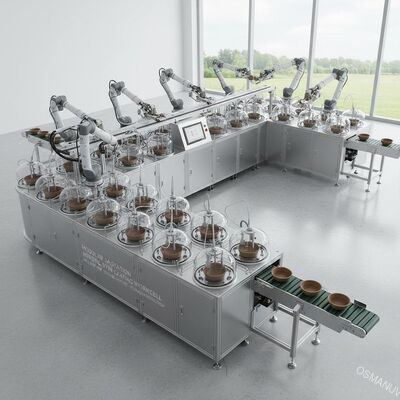 Cella robotizzata modulare a 24 stazioni per la spin-coating interna di polpa stampata – Produzione flessibile