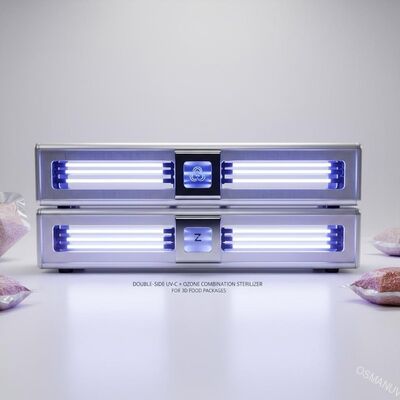 Sterilizzatore combinato UV-C + Ozono a doppia faccia per confezioni alimentari 3D