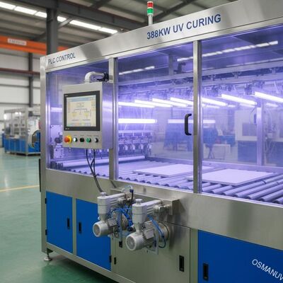 Bordo di trattamento del silicato di calcio di controllo dello SpA della macchina di rivestimento dello spruzzo di luce UV del bordo 388kw del MDF