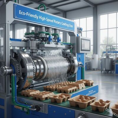 Linea di rivestimento rotativo ad alta velocità eco-compatibile per imballaggi moltiplicati in polpa sostenibili - rivestimento ad acqua di precisione