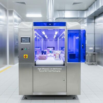 Tuneo di sterilizzazione UV ad alta efficienza UV-C (253,7 nm) per imballaggi alimentari. Eliminazione del 99,9% di agenti patogeni.
