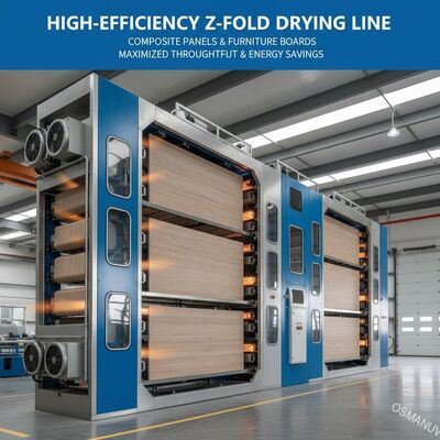 Linea di asciugatura a Z-fold ad alta efficienza per pannelli compositi e tavole per mobili - massimizzazione del rendimento e risparmio energetico