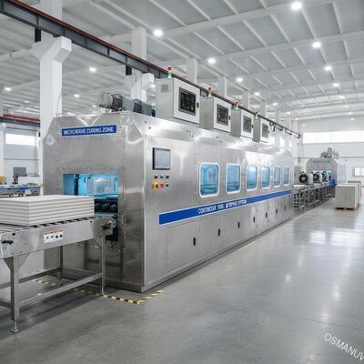 Linea di asciugatura continua a microonde per l'accelerazione della cura dei pannelli di costruzione (gipsum, tavole in fibra di cemento)