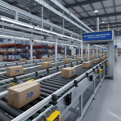 Sistema di trasporto a nastro ad alta velocità per un trasferimento rapido e semplificato dei materiali