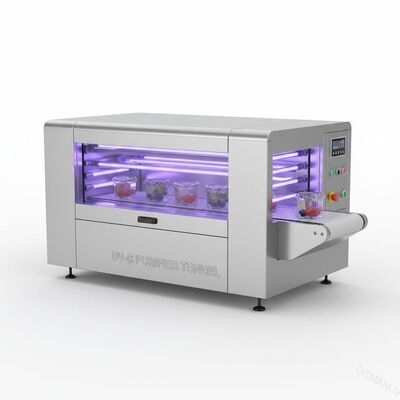 Sterilizzatore a tunnel UV-C ad alta intensità per imballaggi alimentari trasparenti