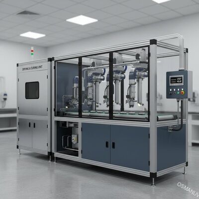 Linea di rivestimento per spruzzo ad ultrasuoni di precisione con spruzzo e controllo della temperatura e dell'umidità a più stazioni