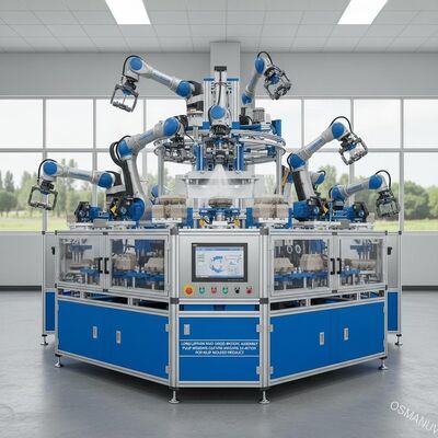 Lunga durata di vita Macchine di rivestimento per il montaggio robotico ad alta velocità per lo stampaggio della pasta 24 stazioni per il prodotto stampato della pasta