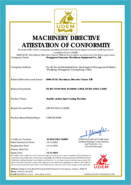 La CINA Dongguan Osmanuv Machinery Equipment Co., Ltd Certificazioni